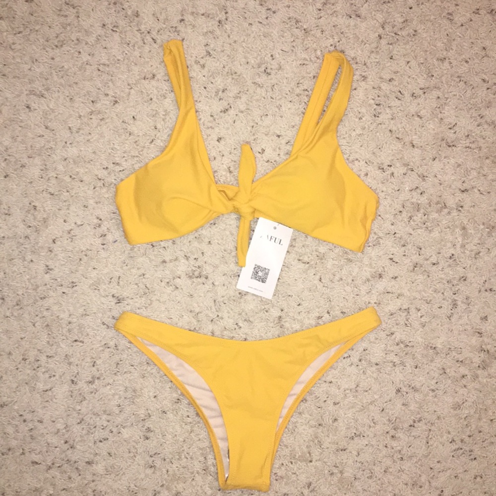 Yellow tie front bikini